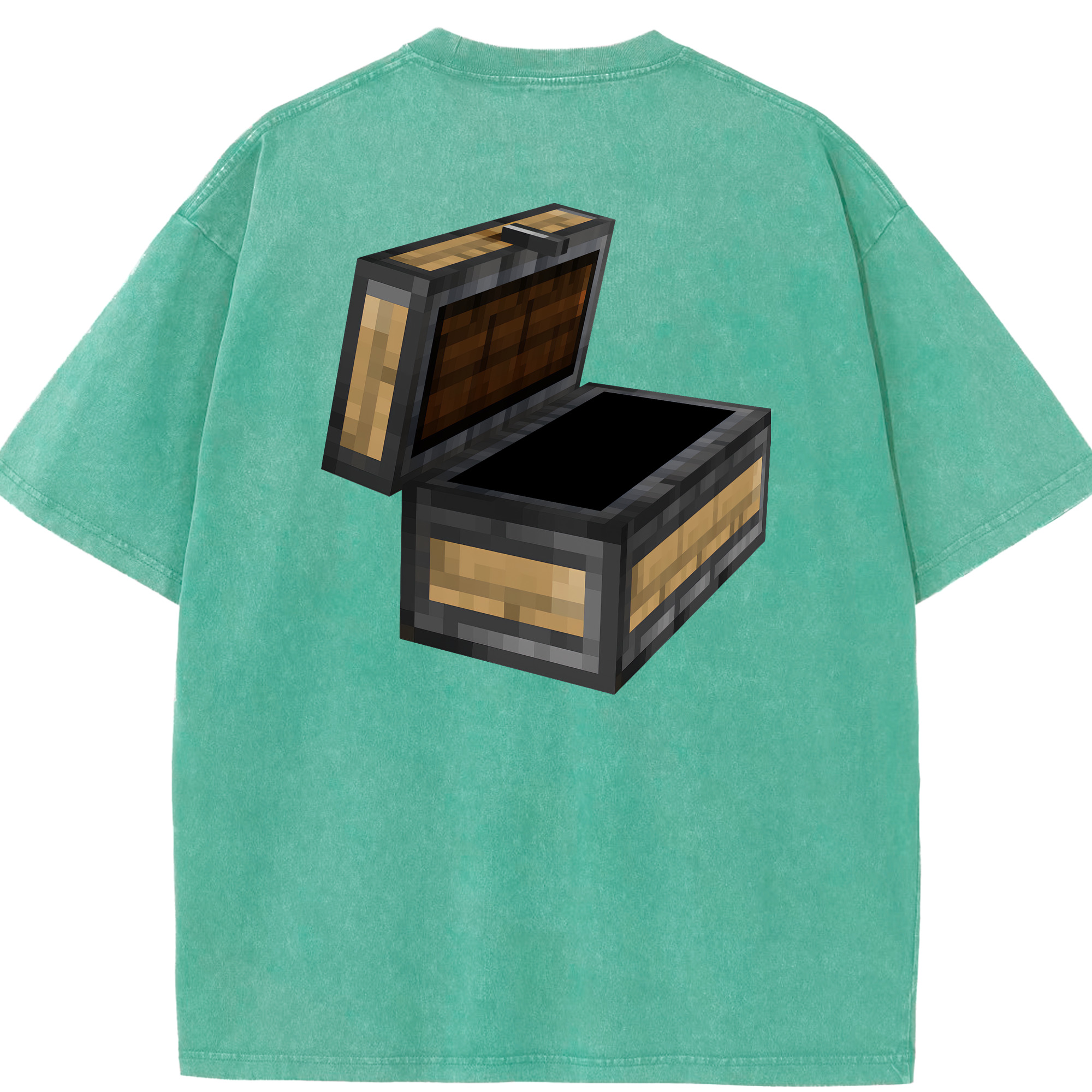 （画像用） マインクラフト ブロックの世界 Minecraft MC Block world 綿100% ヴィンテージ風 半袖Tシャツ（背面プリント）